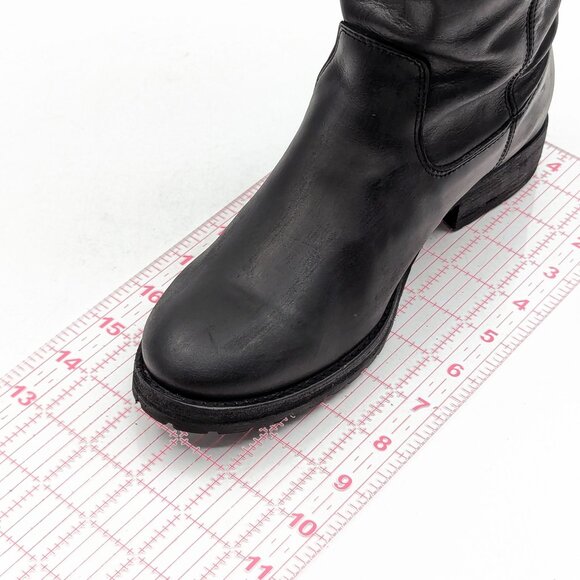 Frye Women Melissa Button Black Leather Equestrian Riding Lug Sole Boots Size 6 - Picture 7 of 11